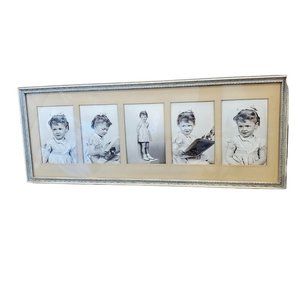 Vintage 1940s Little Girl Reading Book Photo Shoot Framed Photographs 5 Pictures